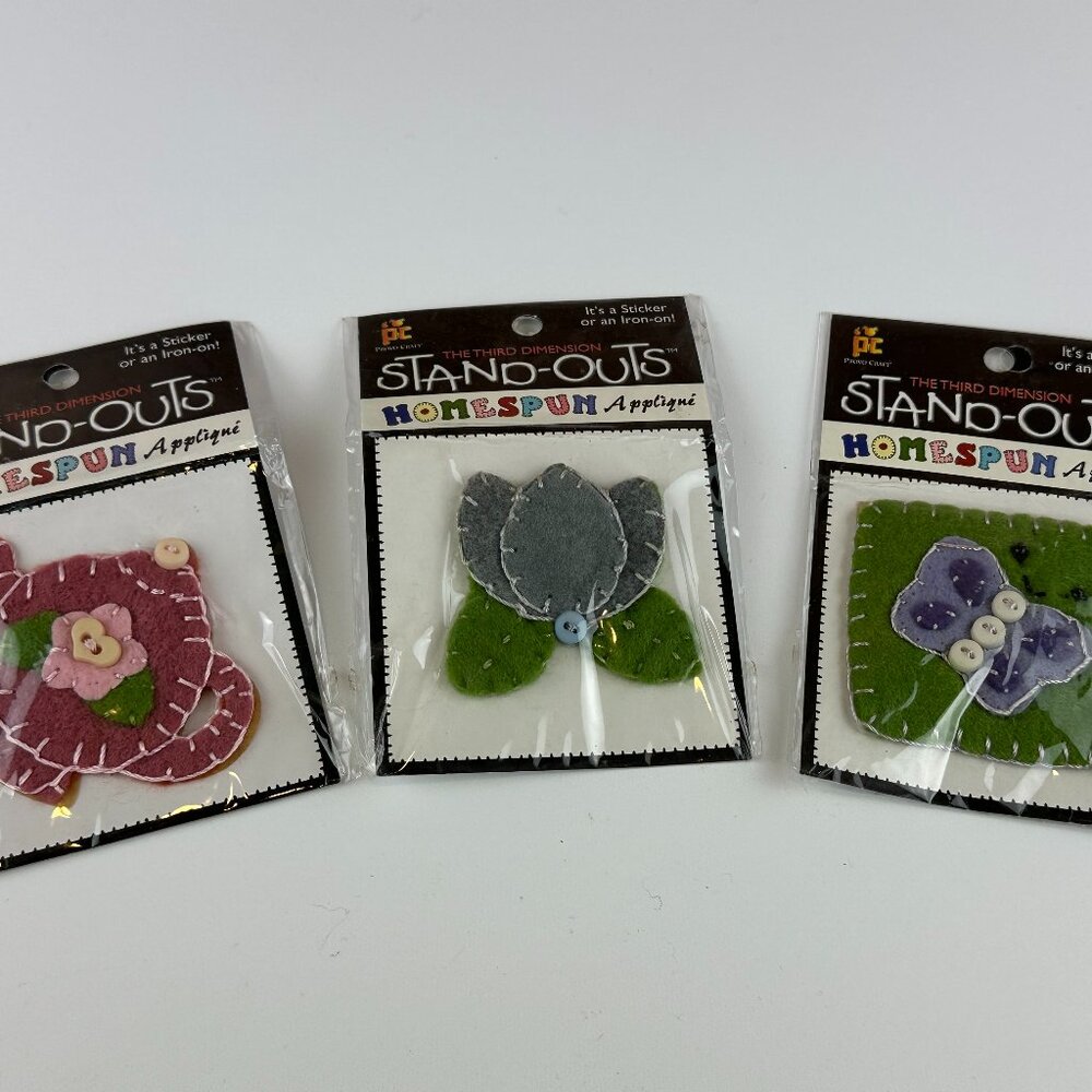 ProvoCraft Stand-Outs Homespun Applique Set of 3 Teapot, Flower, Butterfly